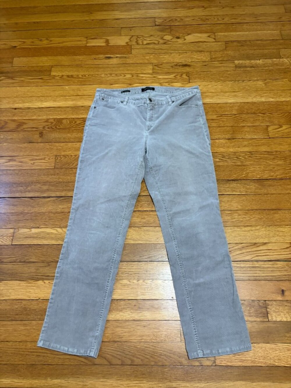 Talbots Corduroy Pants Women's Size 12 Straight Leg Gray Mid Rise